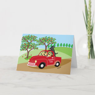 Glasknoll Farm Labradors and Red Truck Card