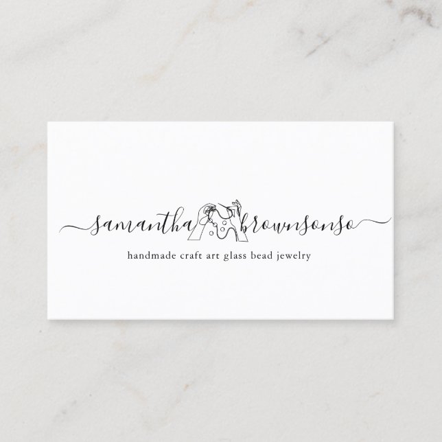Glass Bead Jewellery Maker Handmade Craft Script Business Card (Front)