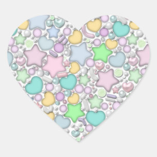 Glass beads, jewellery heart sticker