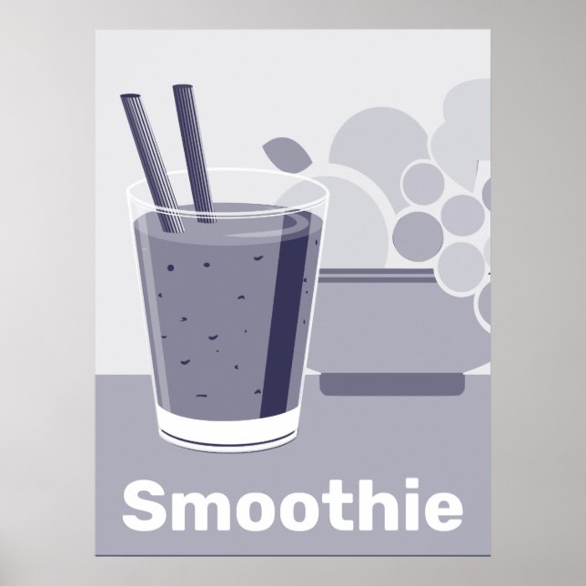 Glass Black, White, Blue Kitchen Wall Art - Poster (Front)