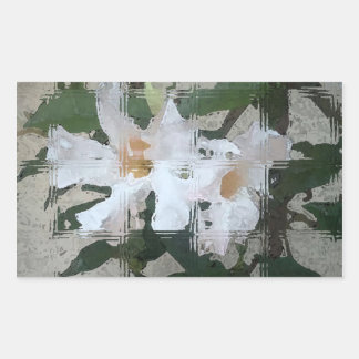 Glass Blocked White Flower Rectangular Sticker