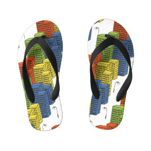 Glass Bottles, Abstract Pattern Design. Kid's Jandals