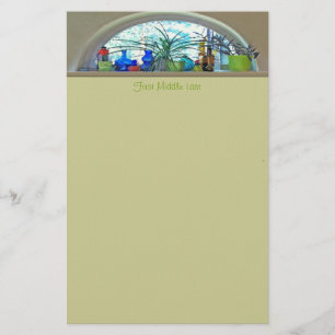 Glass Bottles Plants In Window Watercolor Stationery