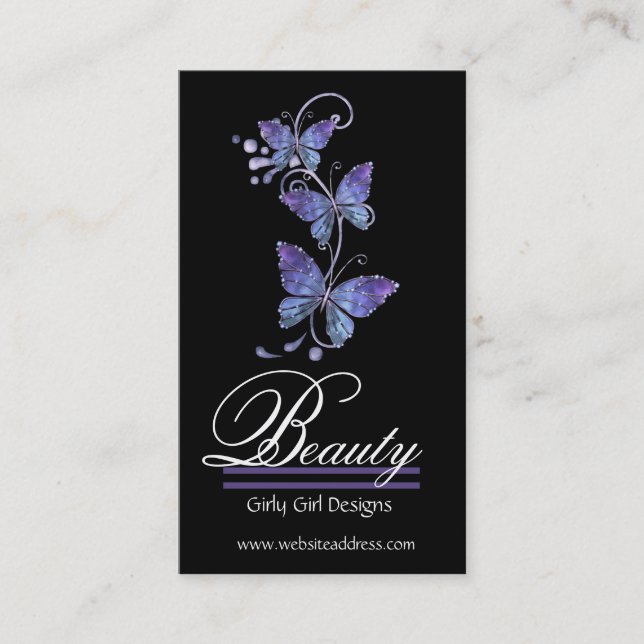 Glass Butterflies Design Business Cards (Front)
