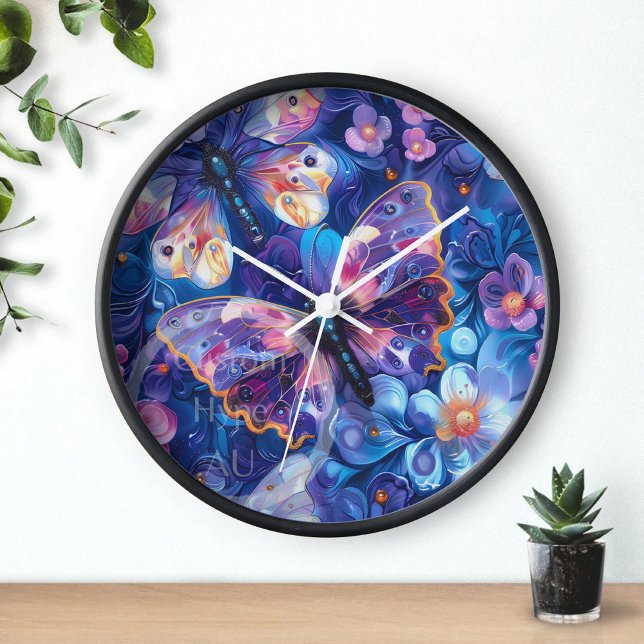 Glass Butterflies On Floral Colourful 3D Art Clock (Creator Uploaded)