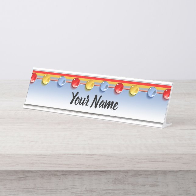 Glass Buttons Desk Name Plate (Front)