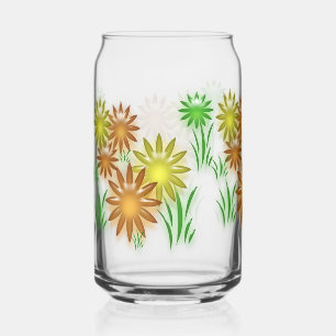 Glass Can - 3D Neon Flowers