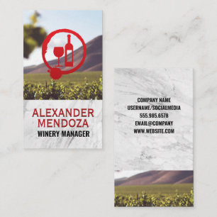 Glass Cheers Grapes White Marble Vineyard Business Card