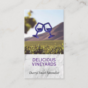 Glass Cheers Grapes White Marble Vineyard Business Card
