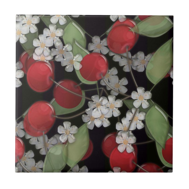 Glass, cherry, red , 3D Tile (Front)
