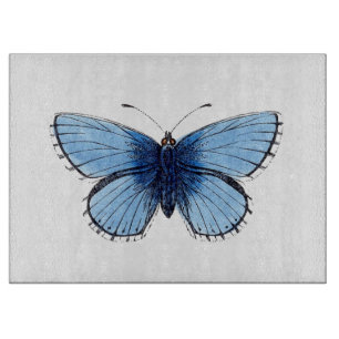 Glass Chopping Board - Blue Butterfly
