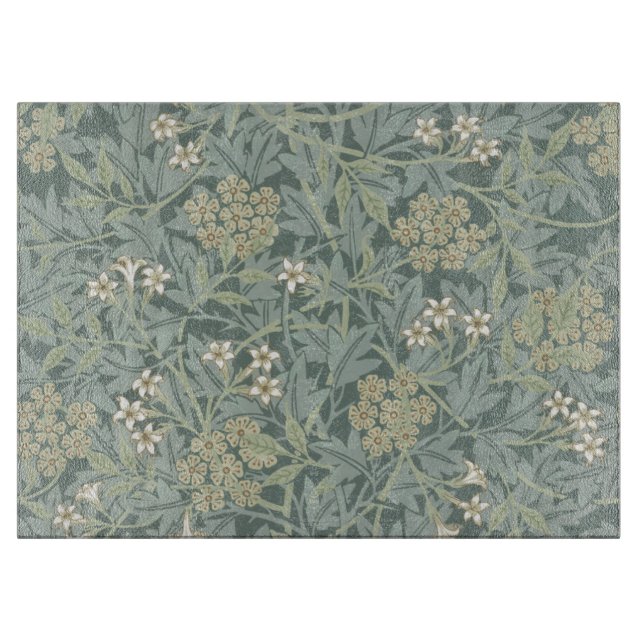 GLASS CHOPPING BOARD : WILLIAM MORRIS  : JASMINE (Front)