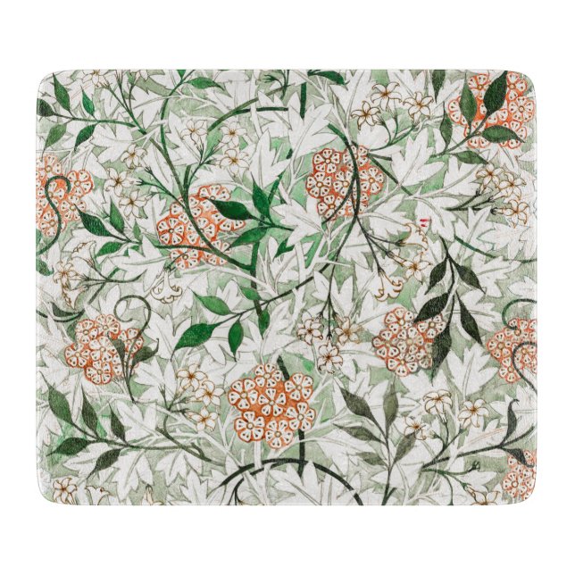 GLASS CHOPPING BOARD : WILLIAM MORRIS : JASMINE (Front)