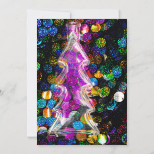 Glass Christmas Tree On a Colorful Background Holiday Card