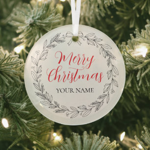 Glass Christmas tree ornament with classy template