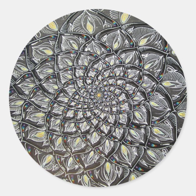 Glass Chrysanthemum Classic Round Sticker (Front)