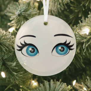 Glass Circle Ornament w/ Blue Eyes