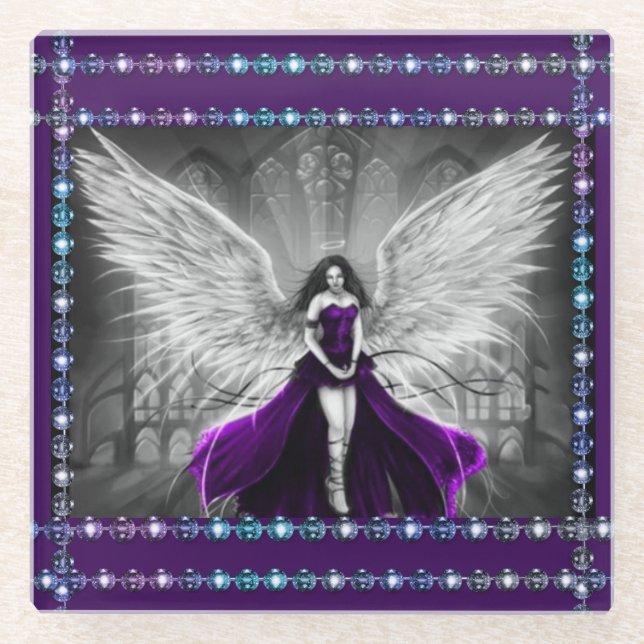 Glass Coaster/Angel and Diamonds Coaster (Front)