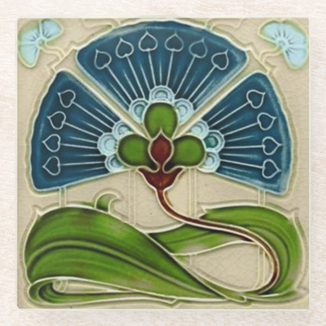 Glass Coaster - Art Nouveau Decorative (Front)