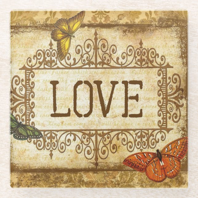 Glass Coaster/Butterfly Love Coaster (Front)