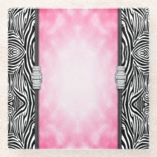 Glass Coaster/Diamonds and Zebra Print Coaster