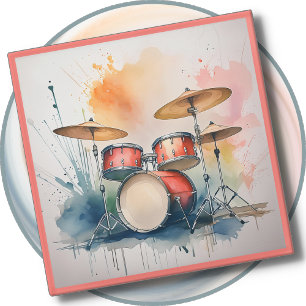 Glass COASTER - Drums on a Coaster