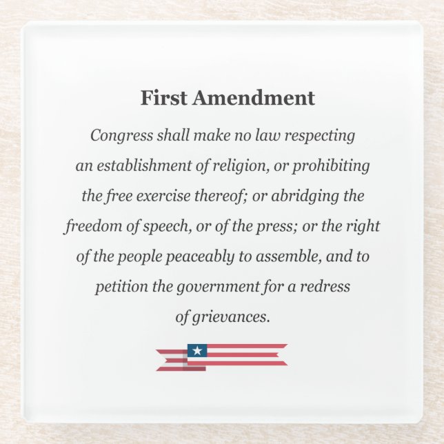 Glass Coaster First Amendment USA (Front)