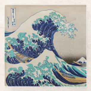 GLASS COASTER : HOKUSAI : THE WAVE 