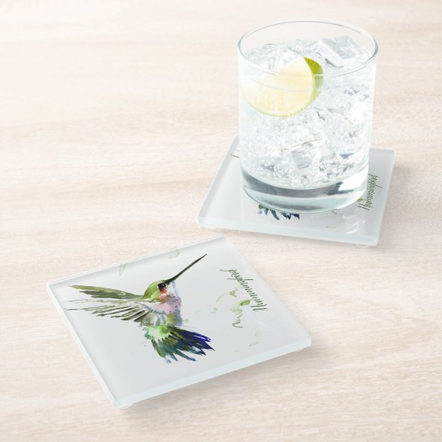 Glass Coaster - Hummingbird (Angled)