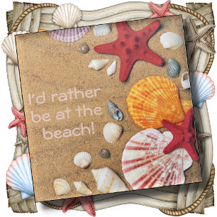 Glass COASTER - I'd Rather Be At The Beach -Golden