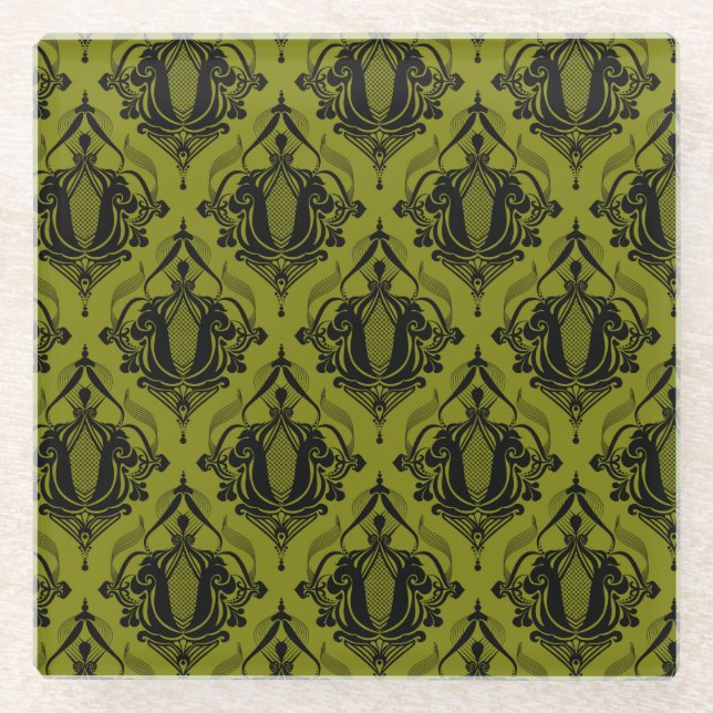 Glass coaster in Olive Turkey Crown (Front)