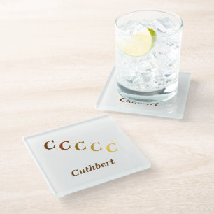 Glass Coaster - Name and Stepped letters (browns)