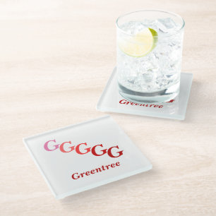 Glass Coaster - Name and Stepped Letters (red)