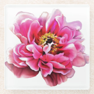 Glass Coaster Pink Peony
