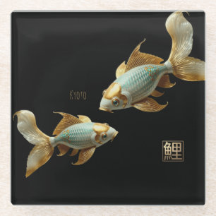 Glass Coaster/Porcelain Koi/Coaster Coaster