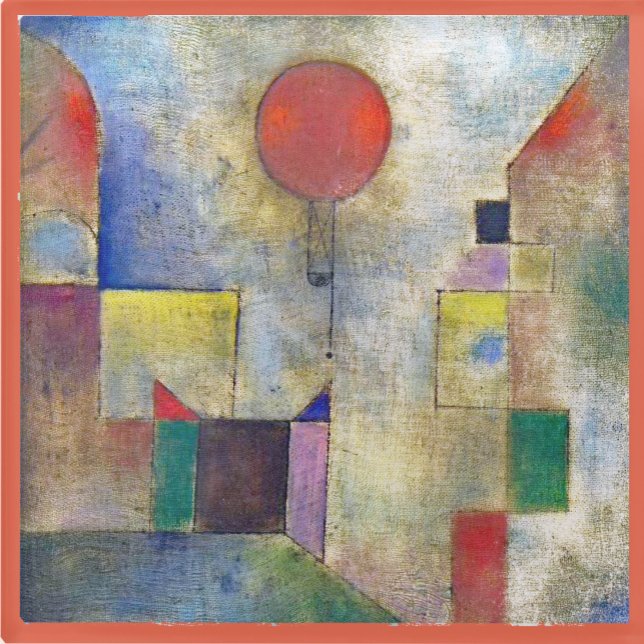 GLASS COASTER - "Red Balloon" by Artist Paul Klee (Creator Uploaded)