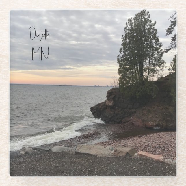 Glass Coaster, Shore of Lake Superior in Duluth Glass Coaster (Front)