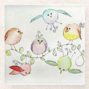Glass Coaster - Silly Birdies