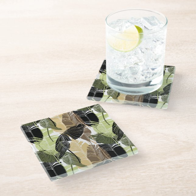 Glass Coaster Tropical Palms (Angled)