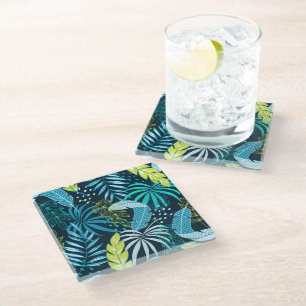 Glass Coaster Tropical Palms