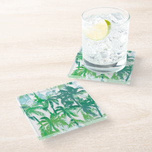 Glass Coaster Tropical Palms