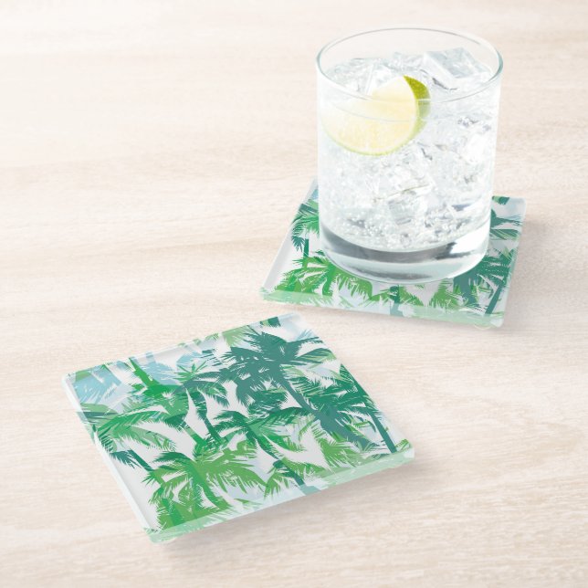 Glass Coaster Tropical Palms (Angled)