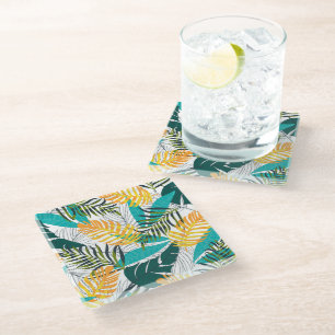 Glass Coaster Tropical Palms Print