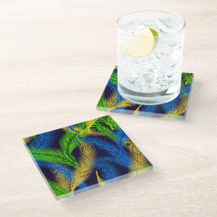 Glass Coaster Tropical Palms Print