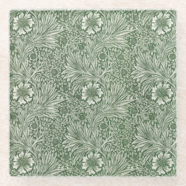 GLASS COASTER : WILLIAM MORRIS : MARIGOLDS (Front)