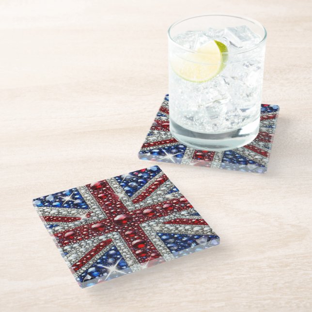 Glass coaster with British Colours (Angled)
