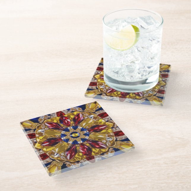 Glass coaster with Colombia Colours (Angled)