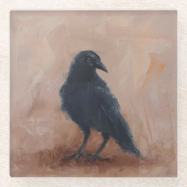 Glass Coaster with Crow (Front)