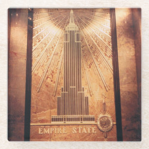 Glass Coaster with Empire State Building Plaque