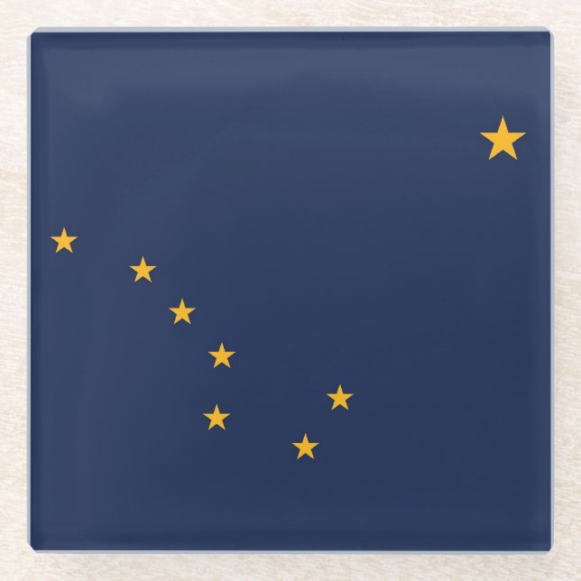 Glass coaster with flag of Alaska, USA (Front)